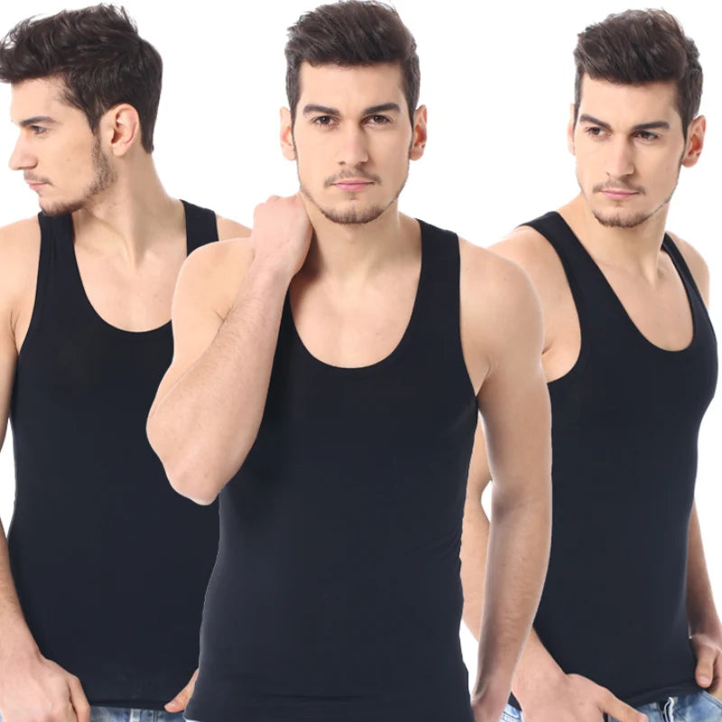 Four Seasons Men Pure Cotton Vest Youth Fit Sports Fitness Middle-aged Casual Sleeveless Top