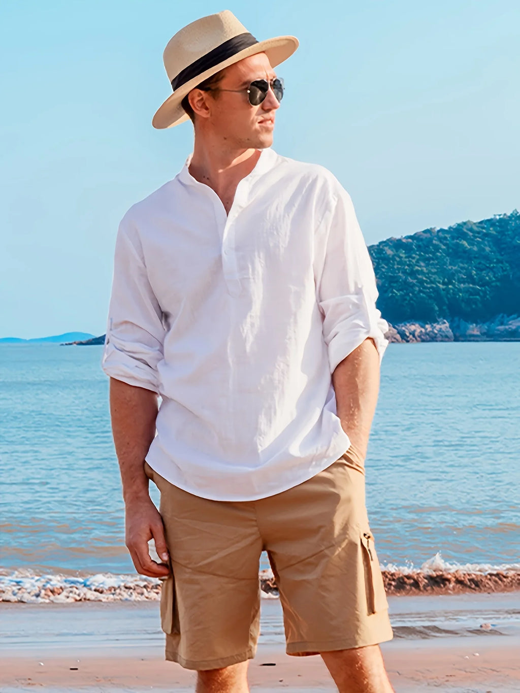 Men's Casual Fashion Long Sleeve Linen Shirt Stylish Comfortable Breathable Men's Clothing