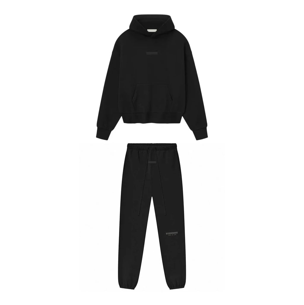 SS25 Double Line Vintage Hoodies Sets Men's Metallic Texture Letter Logo Pants Sets Luxury Design Men's Oversized Street Sets
