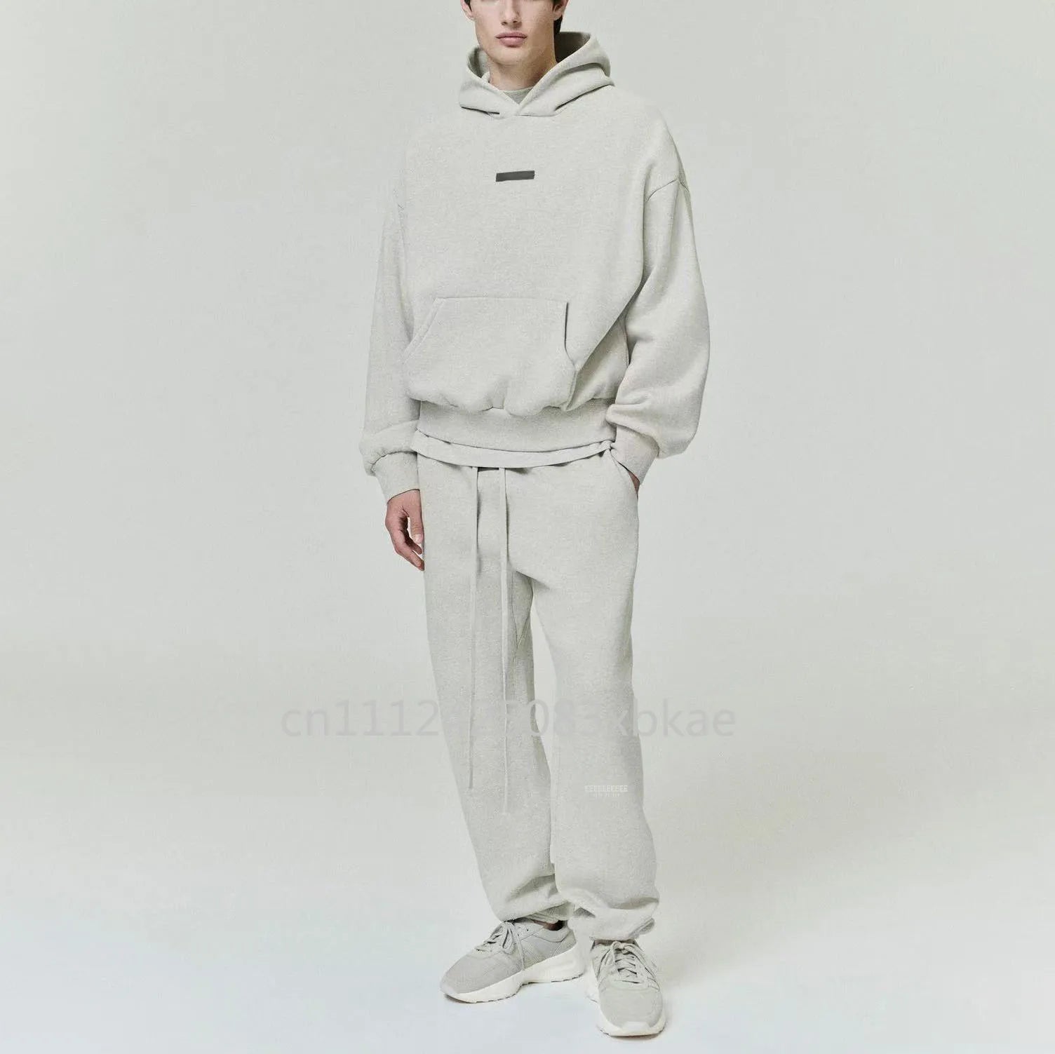 SS25 Double Line Vintage Hoodies Sets Men's Metallic Texture Letter Logo Pants Sets Luxury Design Men's Oversized Street Sets