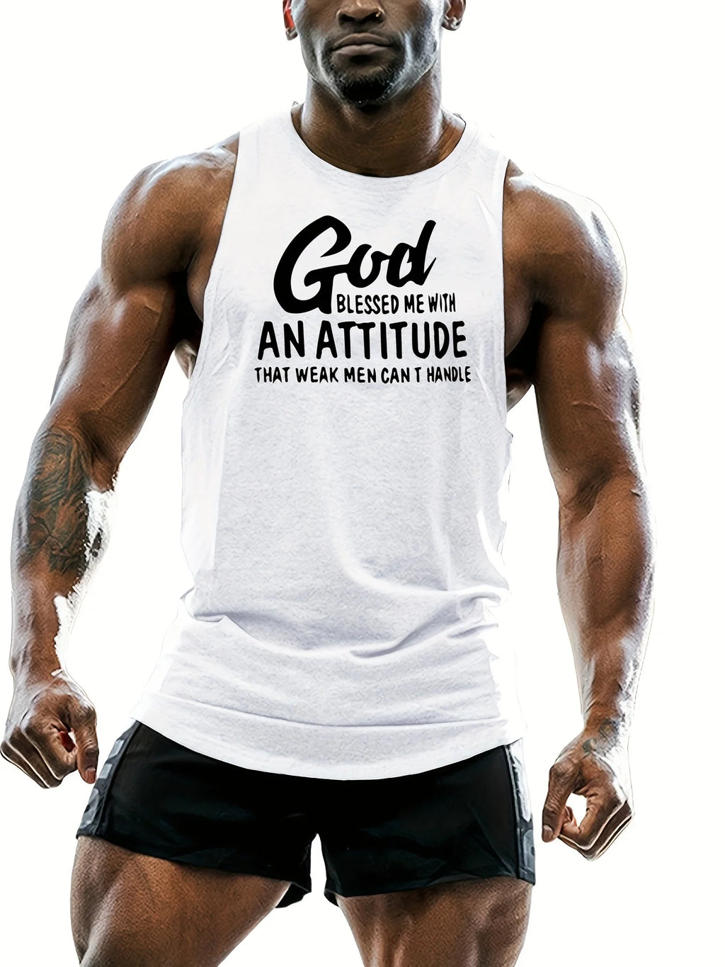 Fashionable letter-printed casual trendy sports vest, muscular and snug comfort vest