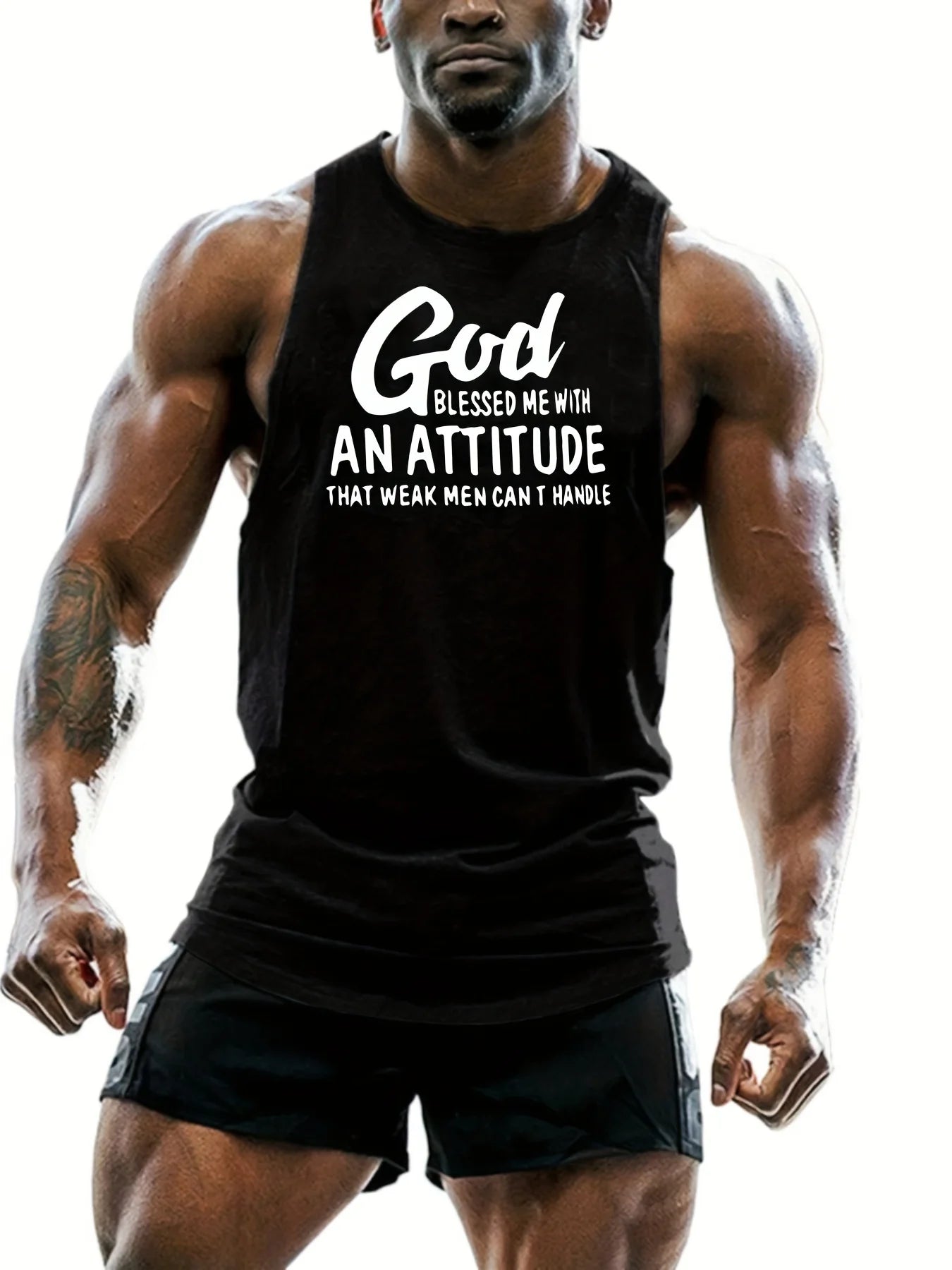 Fashionable letter-printed casual trendy sports vest, muscular and snug comfort vest